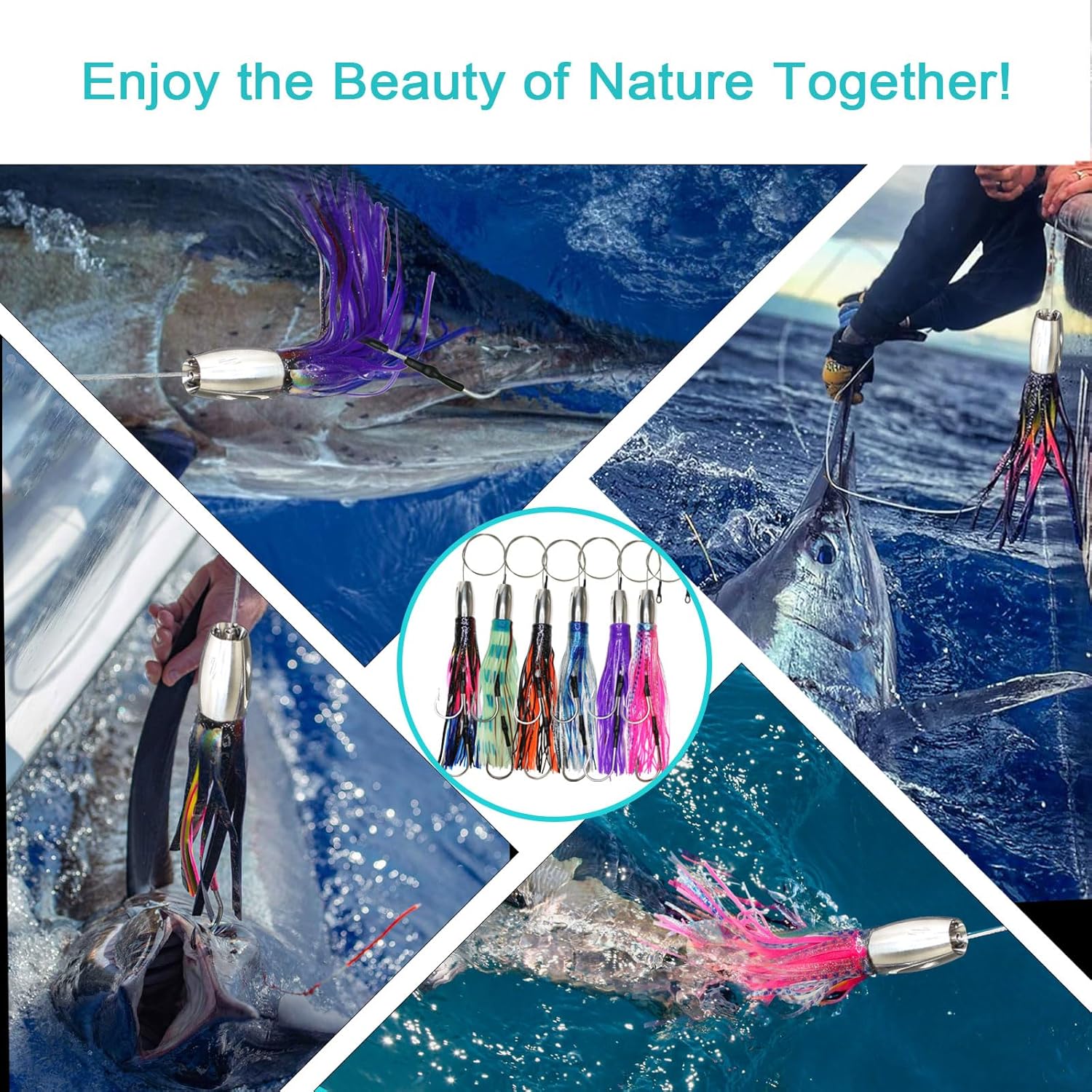 VIKETECH 12’’ 15oz Stainless Deep Sea Fishing Trolling Lure for Marlin Tuna Mahi Mahi Wahoo Sailfish Dolphin Saltwater Offshore Big Game Trolling Lures Included Mesh Bag