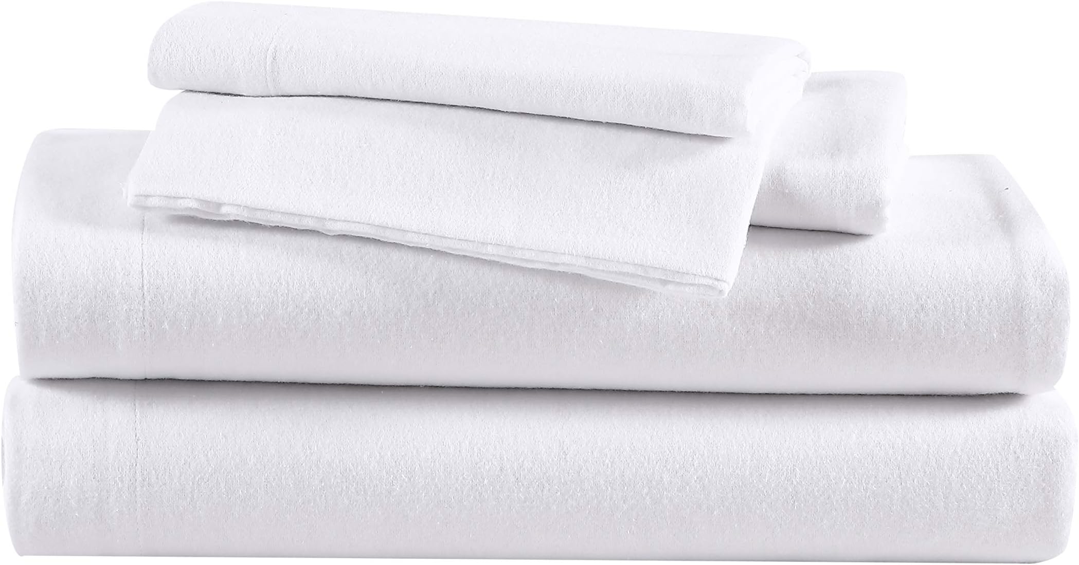 King Sheets, Cotton Flannel Bedding Set, Brushed for Extra Softness, Cozy Home Decor (White, King)