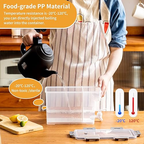 Miniatura 6 de Jarra fría con grifo, jarra de agua para jugo de refrigerador de 6L, dispensador de bebidas de plástico para el hogar, contenedor de bebidas con