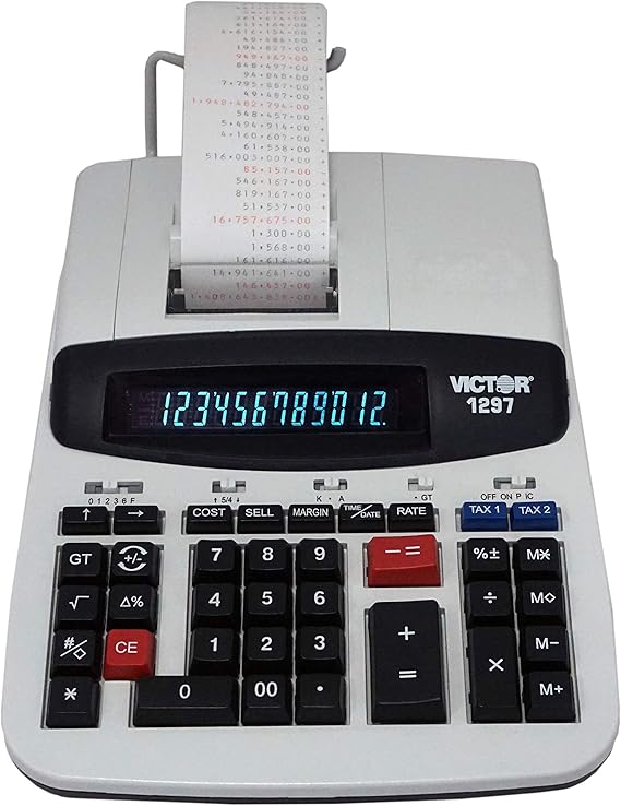 Victor 1297 12 Digit Commercial Printing Calculator White