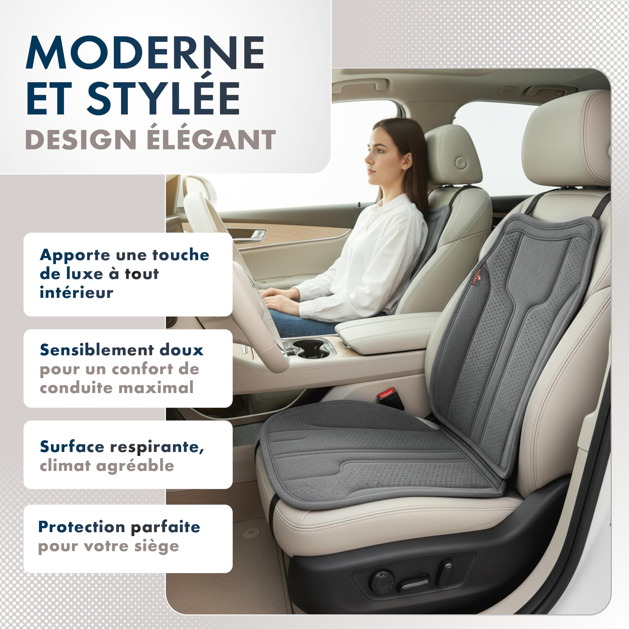 Walser Coussin Premium Voiture Nubo, 1 Protection Anthracite, Housse Avant Haute Qualite Aspect Alcantara, Protection pour Position Avant