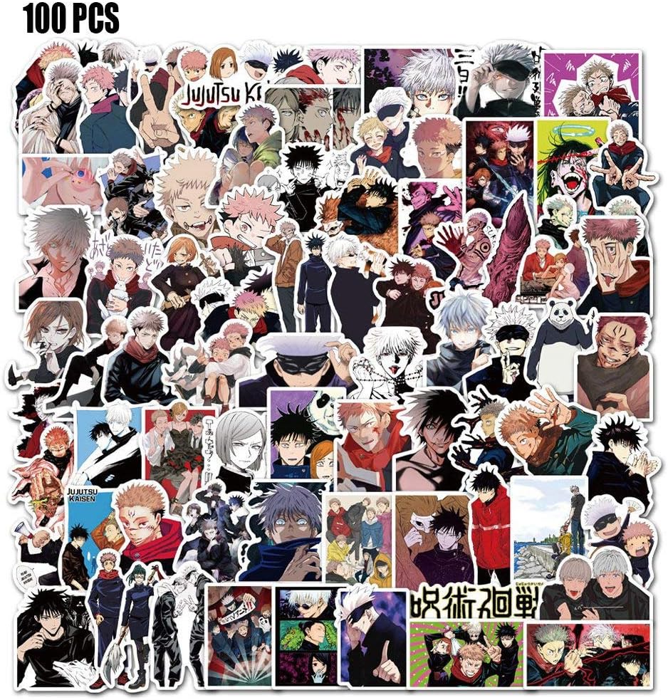 Jujutsu Kaisen Stickers 100 pcs Anime Stickers Pack for DIY Laptop Skateboard Luggage Computer Waterproof Decals for Kids Teens Adults