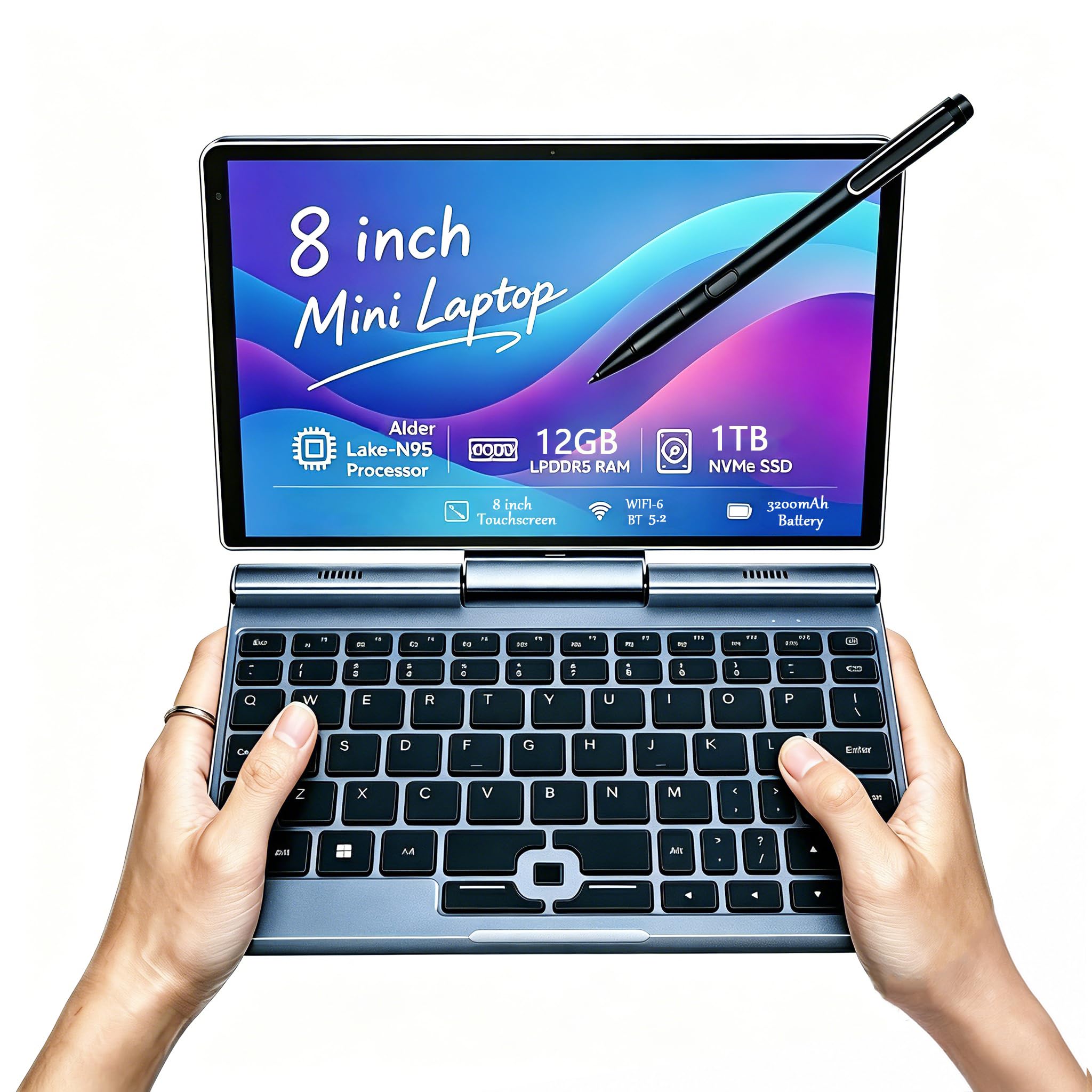 KOOFORWAY 8 inch 2-in-1 Mini Laptop