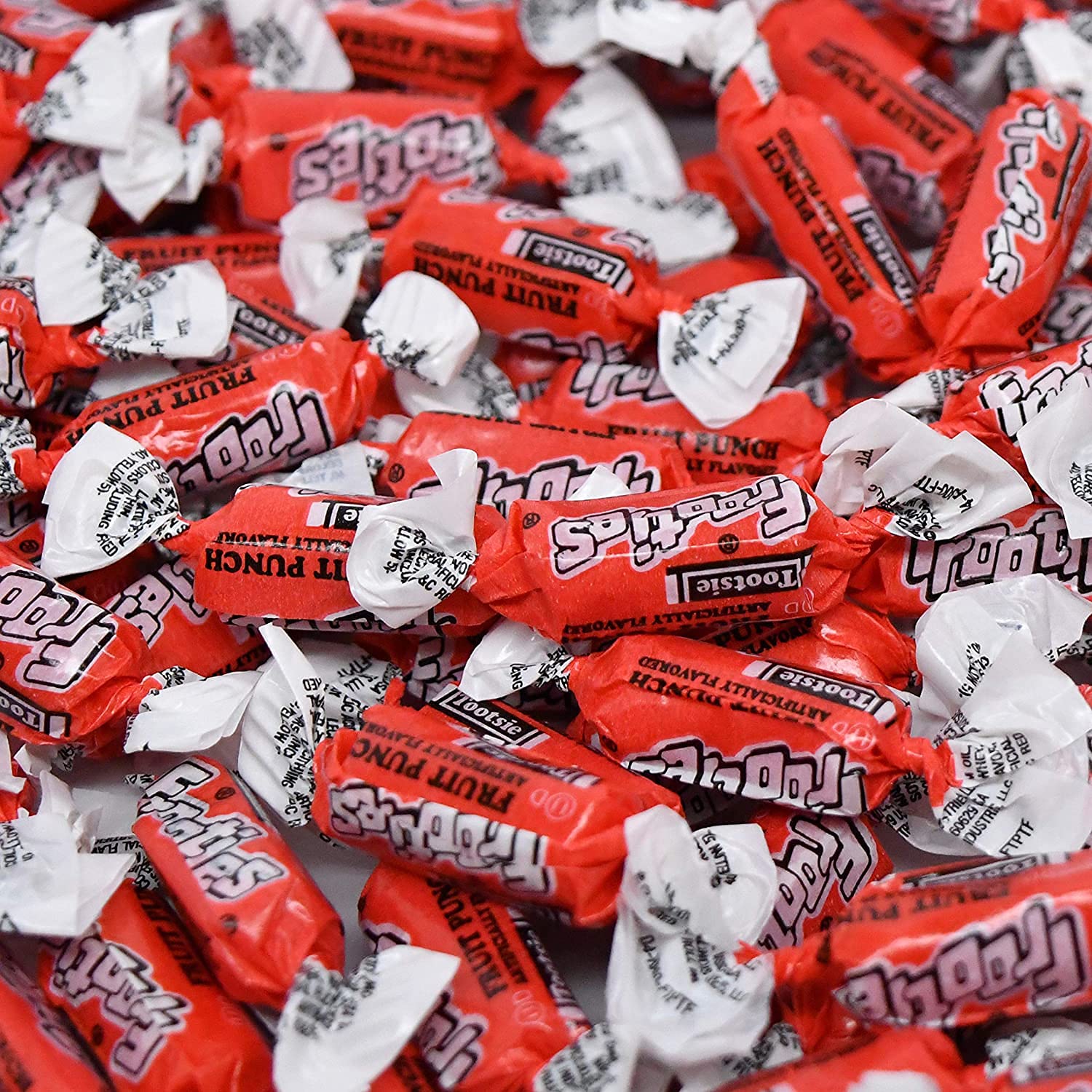 Bulk Fruit Punch Flavor Tootsie Roll Frooties Chewy Red American Taffies Candy Individually Wrapped In Resealable Assortit Bag 5 Lb 735+pcs (80-Oz) - Made In USA