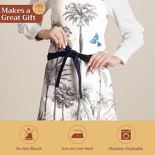 Miniatura 5 de Maison d' Hermine Delantal 100% de algodón para mujeres con bolsillo de cocina delantal de chef para hombres, cocina, jardinería, servidor, camarera