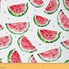 Feelyou Watermelon Fabric by The Yard, Summer Fresh Fruit Upholstery Fabric for Chairs Sofa Couch, Watercolor Watermelon Outdoor Fabric Waterproof, 1 Yard, Pink Green
