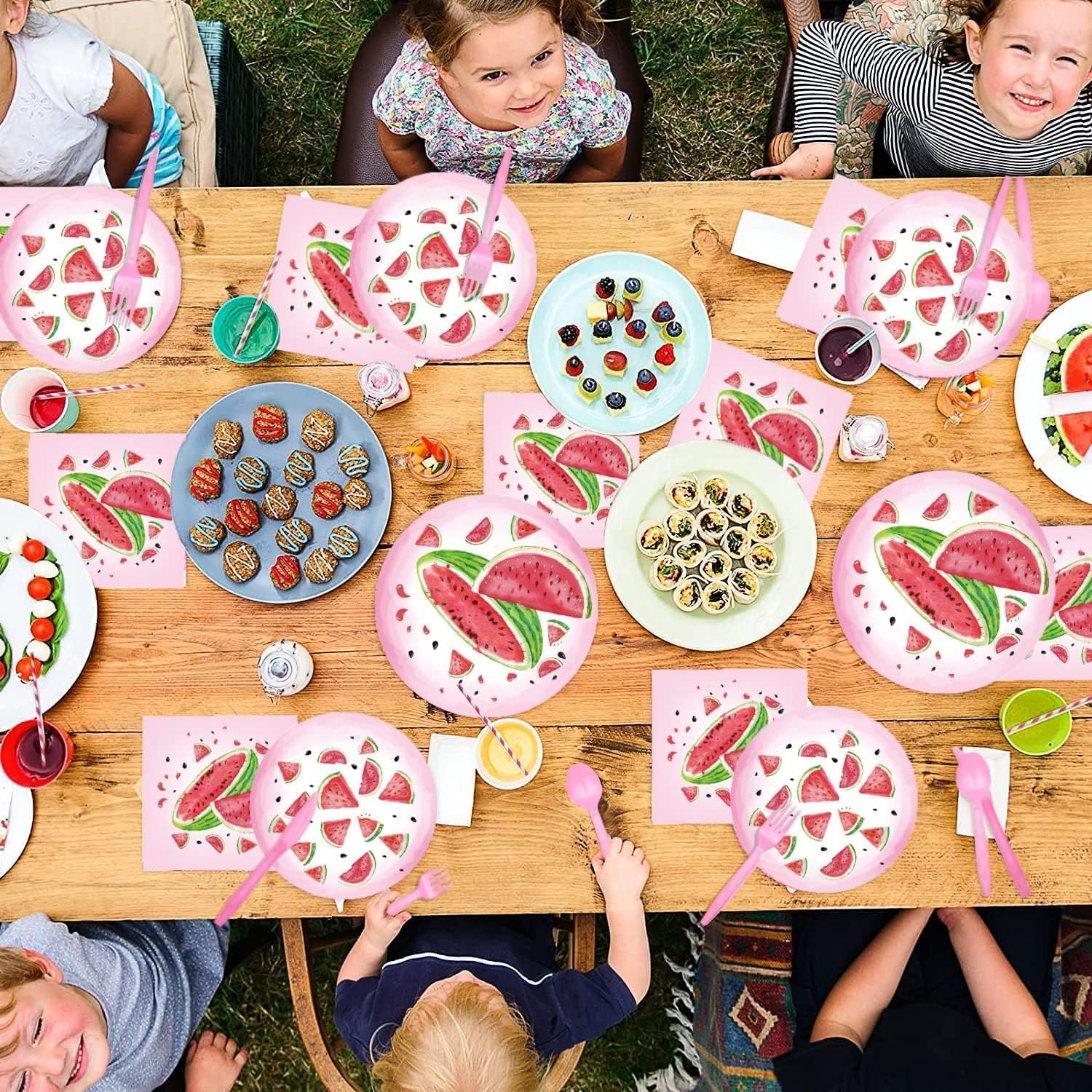 Hombae One In A Melon Party Decorations – 199 PCs Watermelon Themed 1st Party Supplies with Backdrop, Balloon Garland, Plates, Napkins, Cups, Tablecloth, Banner, Cake Topper