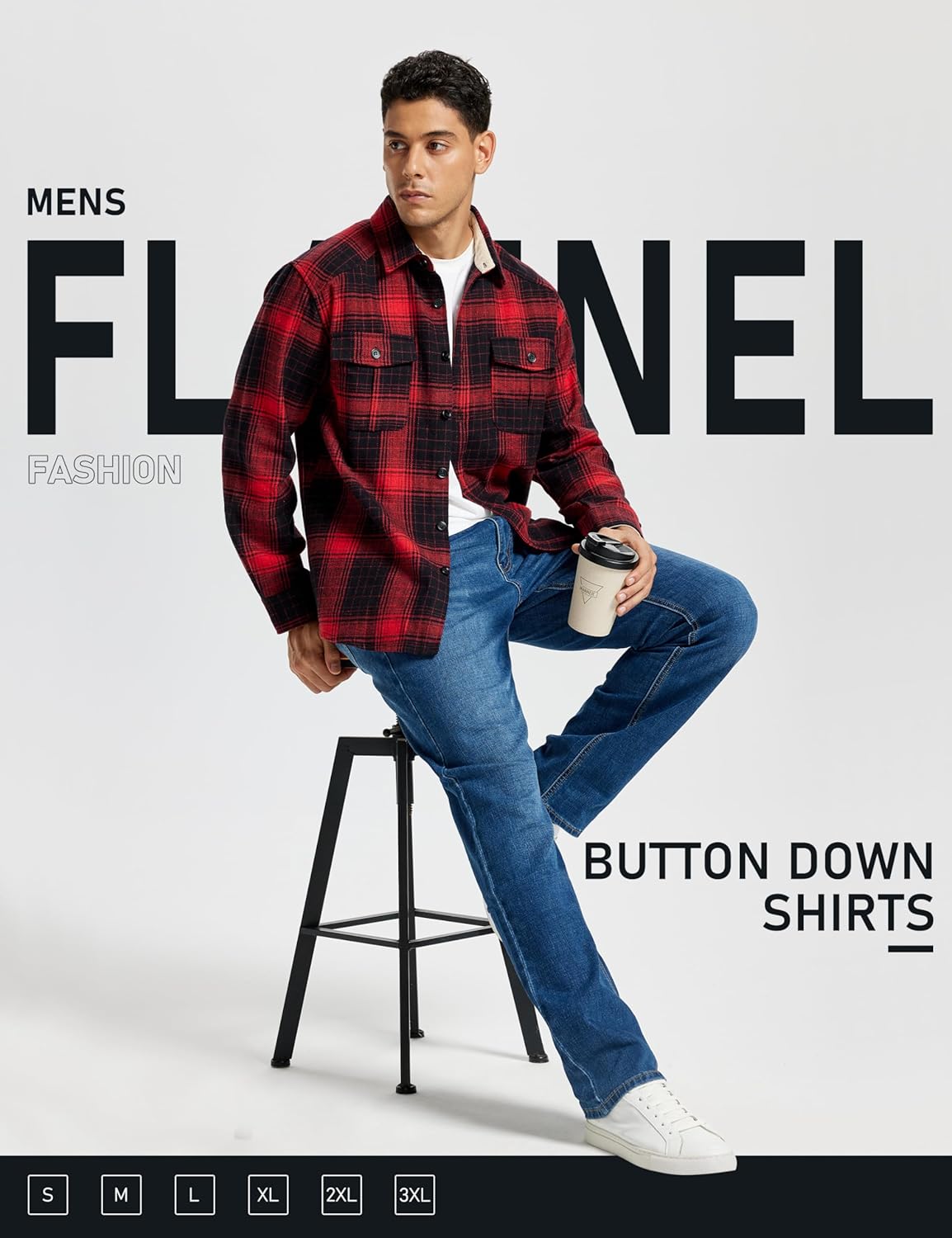 MoFiz Men's Long Sleeve Plaid Flannel Shirts Cotton Plaid Button Down Shirts for Men Soft Regular Fit Mens Casual Shirts - Image 7