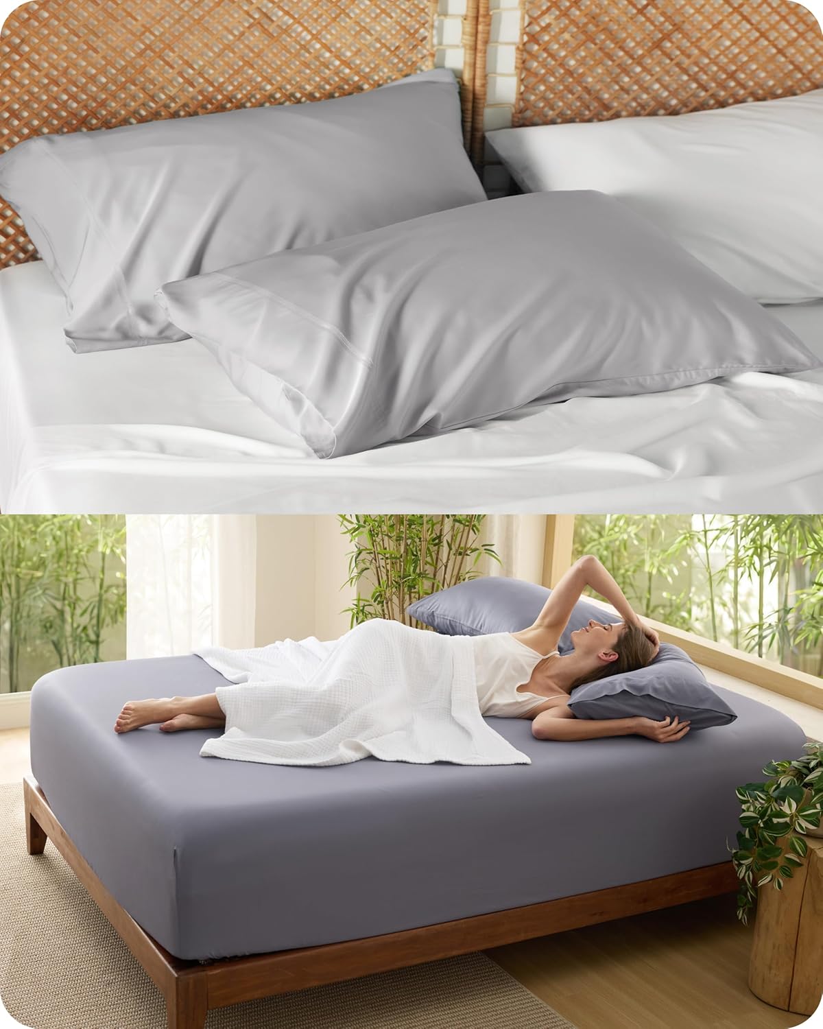 Bedsure Cooling Pillowcase Bundle Cooling Fitted Sheet Queen