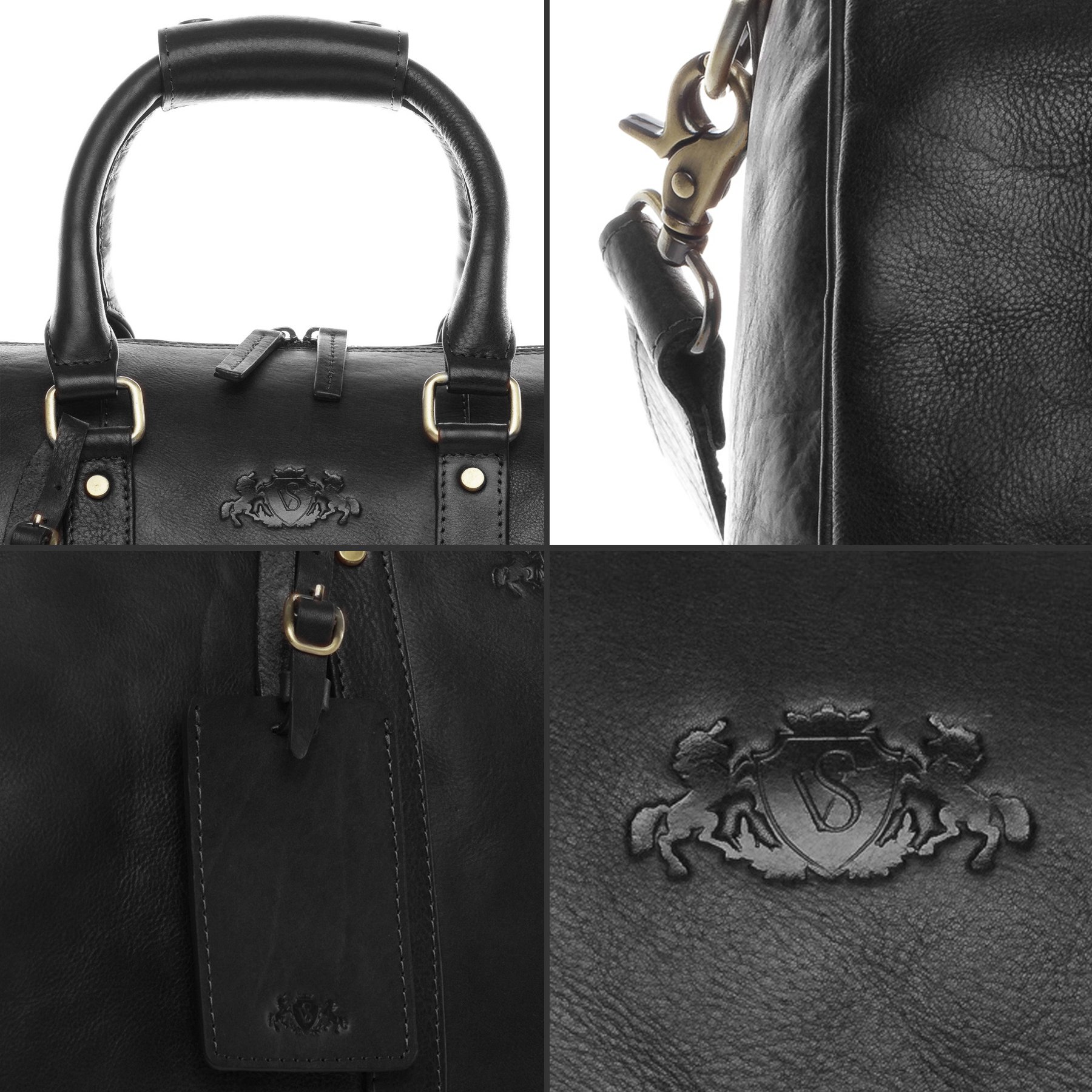 SID & VAIN Bolsa de Viaje Grande Cuero I Bolso de Deporte Fin de Semana I Maletín Viaje Weekender, Equipaje de Mano Cabina Franklin Negro Hecho a Mano