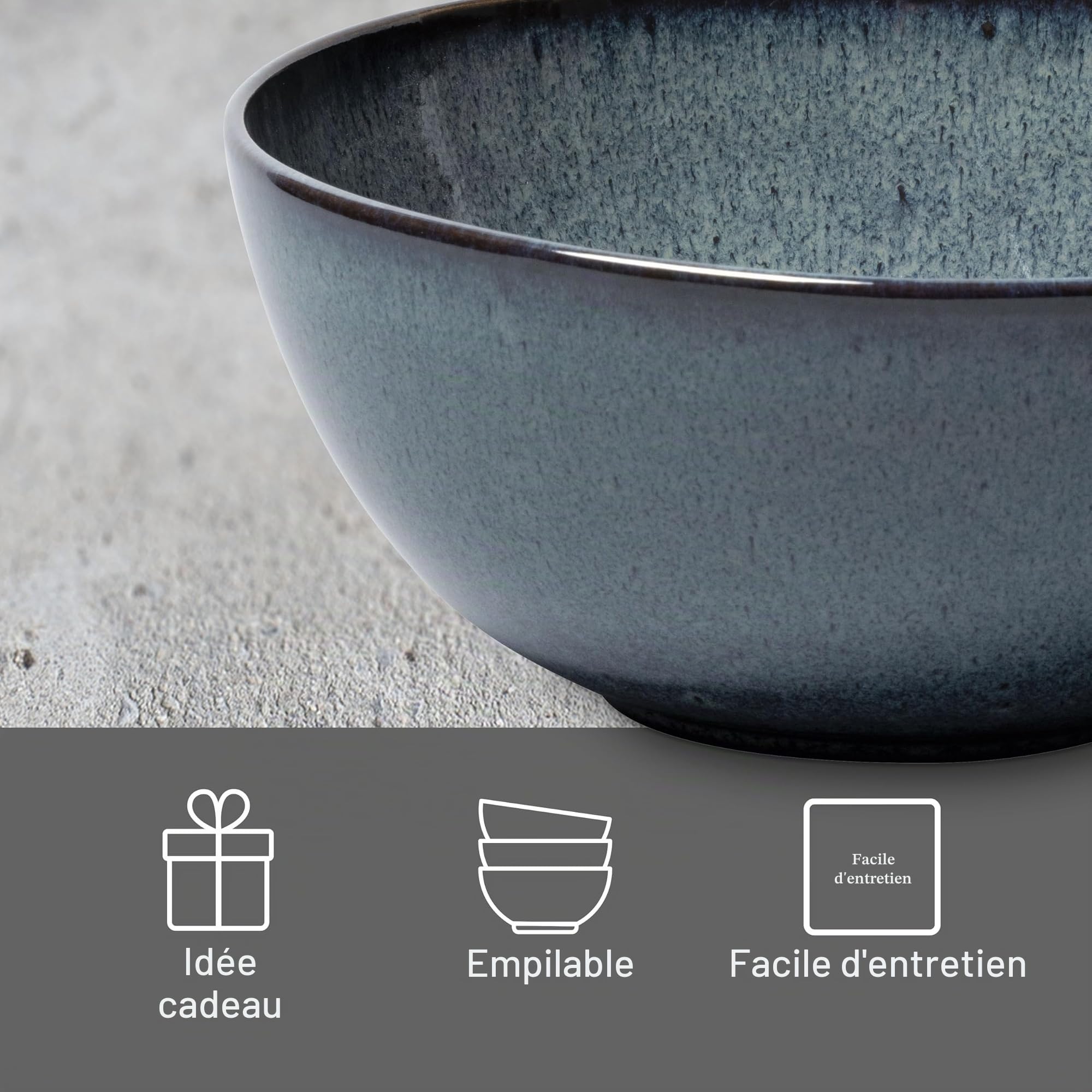 like. by Villeroy & Boch Lave gris saladier 25,5 x 25,5 x 10,5 cm