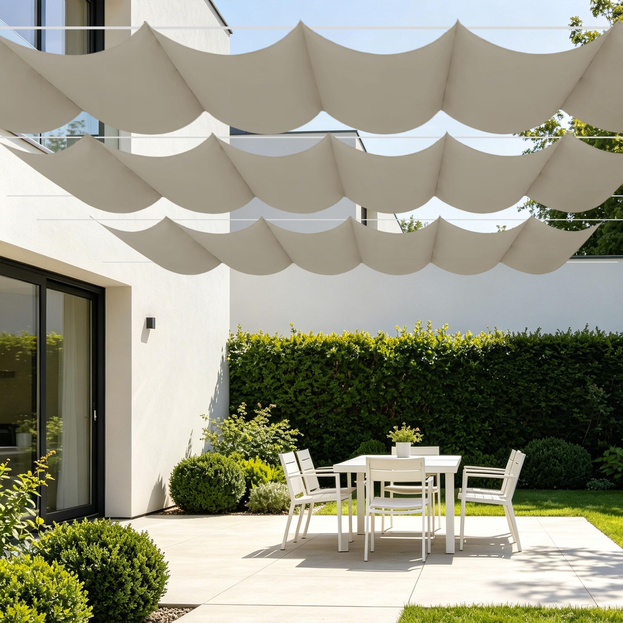 Toile imperméable UV protection pour jardin avec système rétractable