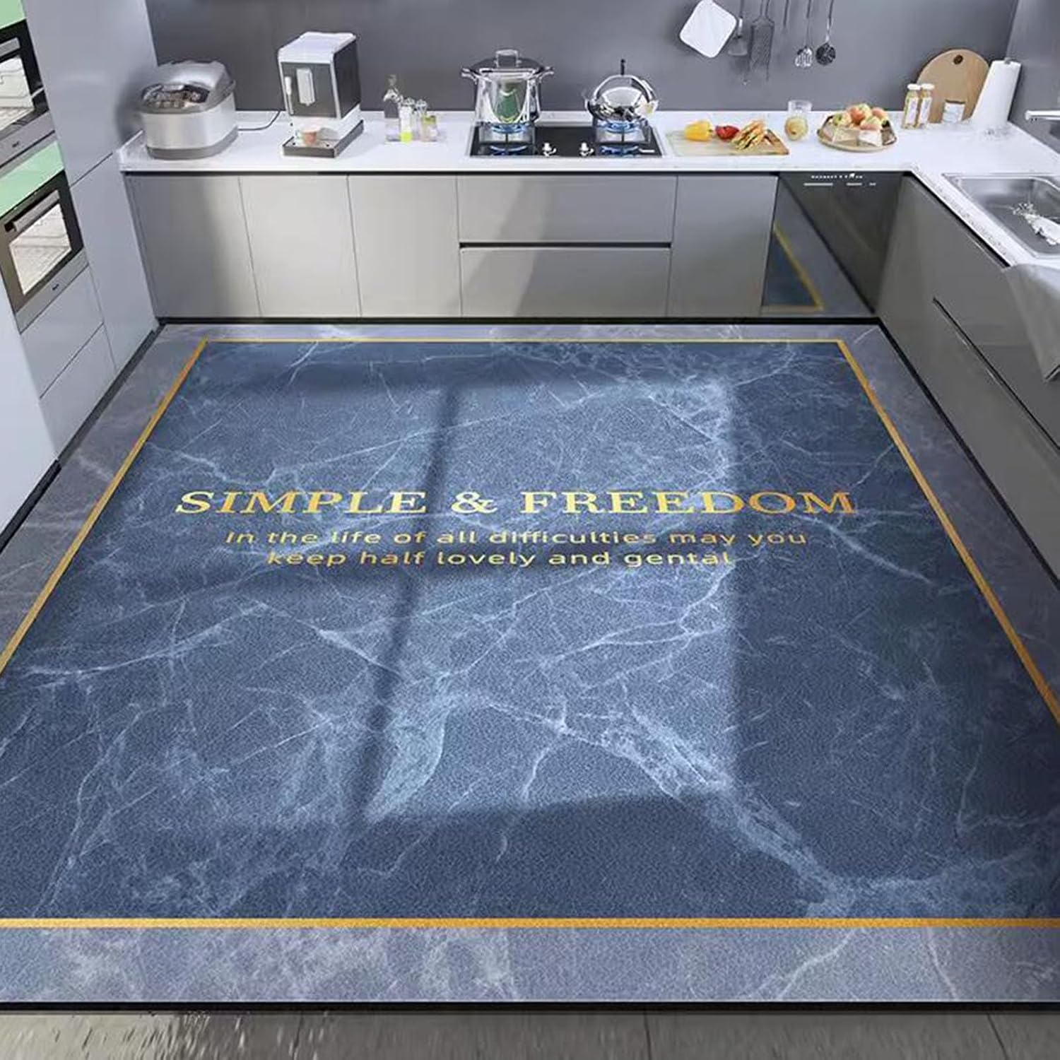 Kitchen Mat Cushioned Anti Fatigue Rug, Kitchen Waterproof Mats for floor, Cushioned Kitchen Mats for floor, Kitchen floor Mats for in front of Sink, Non Skid Kitchen Mats for (Size:180X240cm,Color:F)