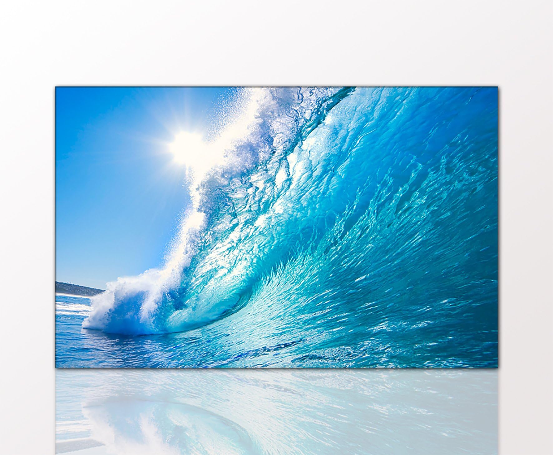 Modern Photo Print on Canvas (Blue Ocean Wave 70x110cm) 27,6"x43,3"Inch
