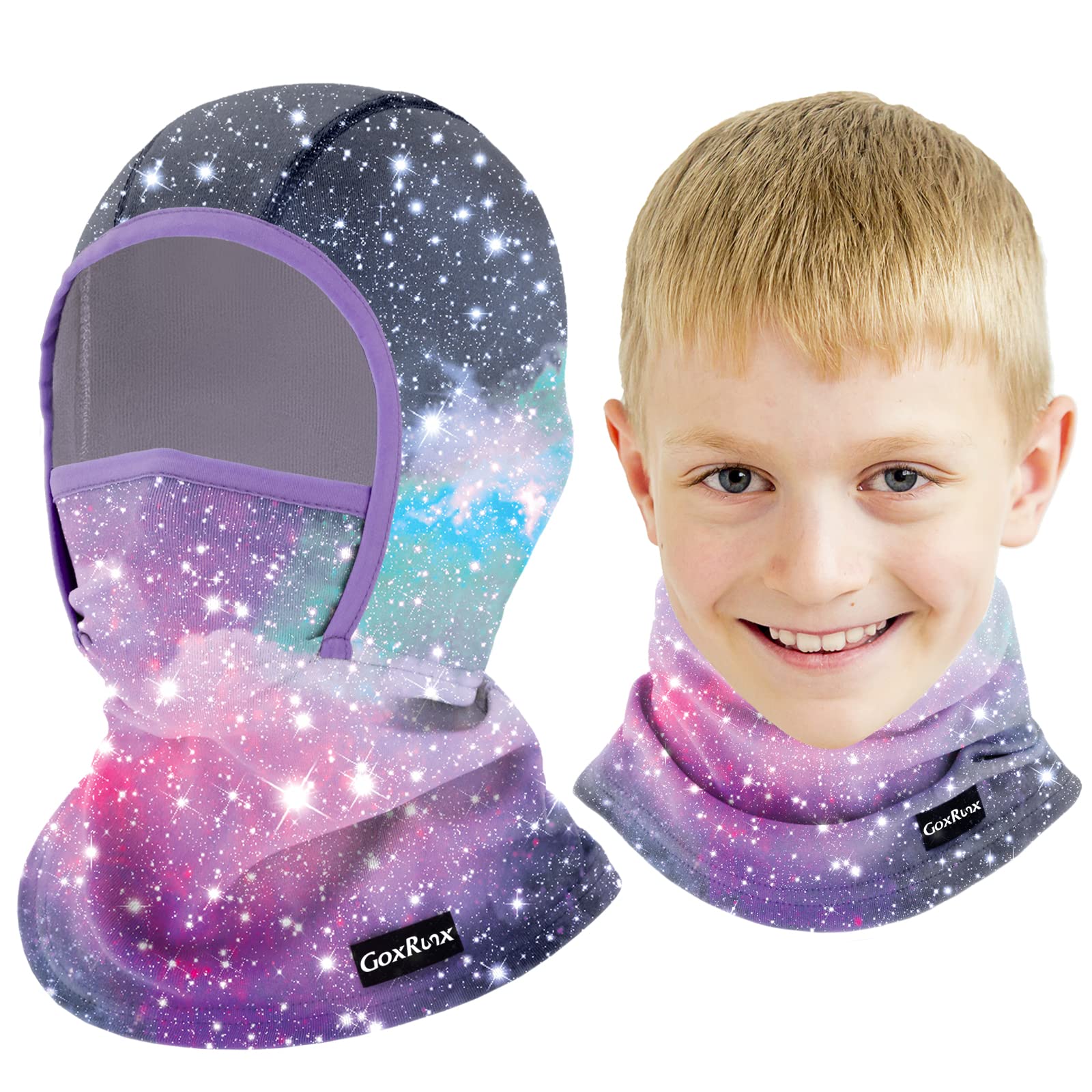 GoxRunx Kids Balaclava Ski Mask,Fleece Face Mask Neck Warmer for Boys Girls,Windproof Face Cover for Cold Weather