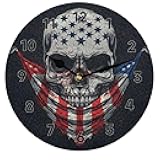 Feelyueyue Skull Flag 9.84 Inch Round Wall Clock Non Ticking Silent Wall Clocks Battery Operated for Living Room Bedroom Kitchen Hotel School Decor