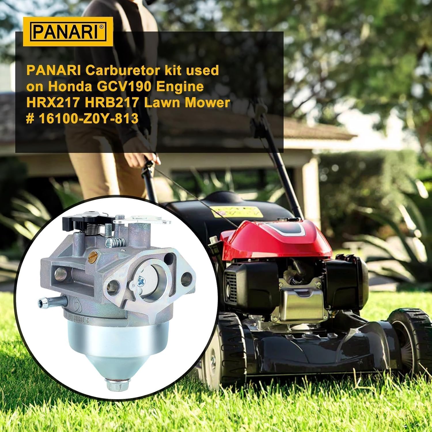 Panari GCV190 Carburetor for Honda GC190 GCV 190 GCV190A GCV190LA Engine HRX217 HRB217 HRB217 Lawn Mower Replace 16100-Z0Y-813 16100-Z0Y-812 16100-Z0Y-003