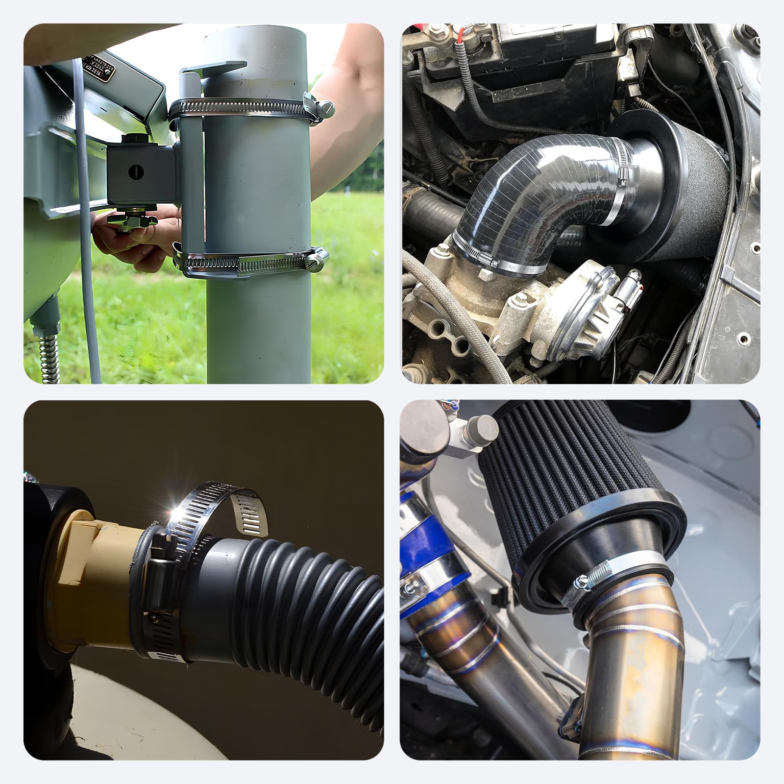 6 Stück Schlauchschellen verstellbar 72 – 95 mm, Schlauchschelle aus Edelstahl, Schraubschellen mit Metallschrauben, Bolzen, Schlauchschellen für Benzinschläuche, Diesel, Pool