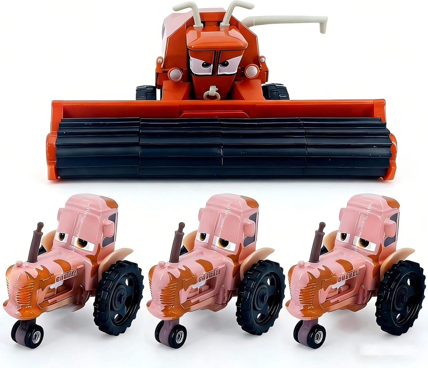 4PCS Portable Small Toy Car 1:55 Diecast Model Metal Body Racers for Preschool Kids 3+ Year Boy Gift (Orange+3Pink)