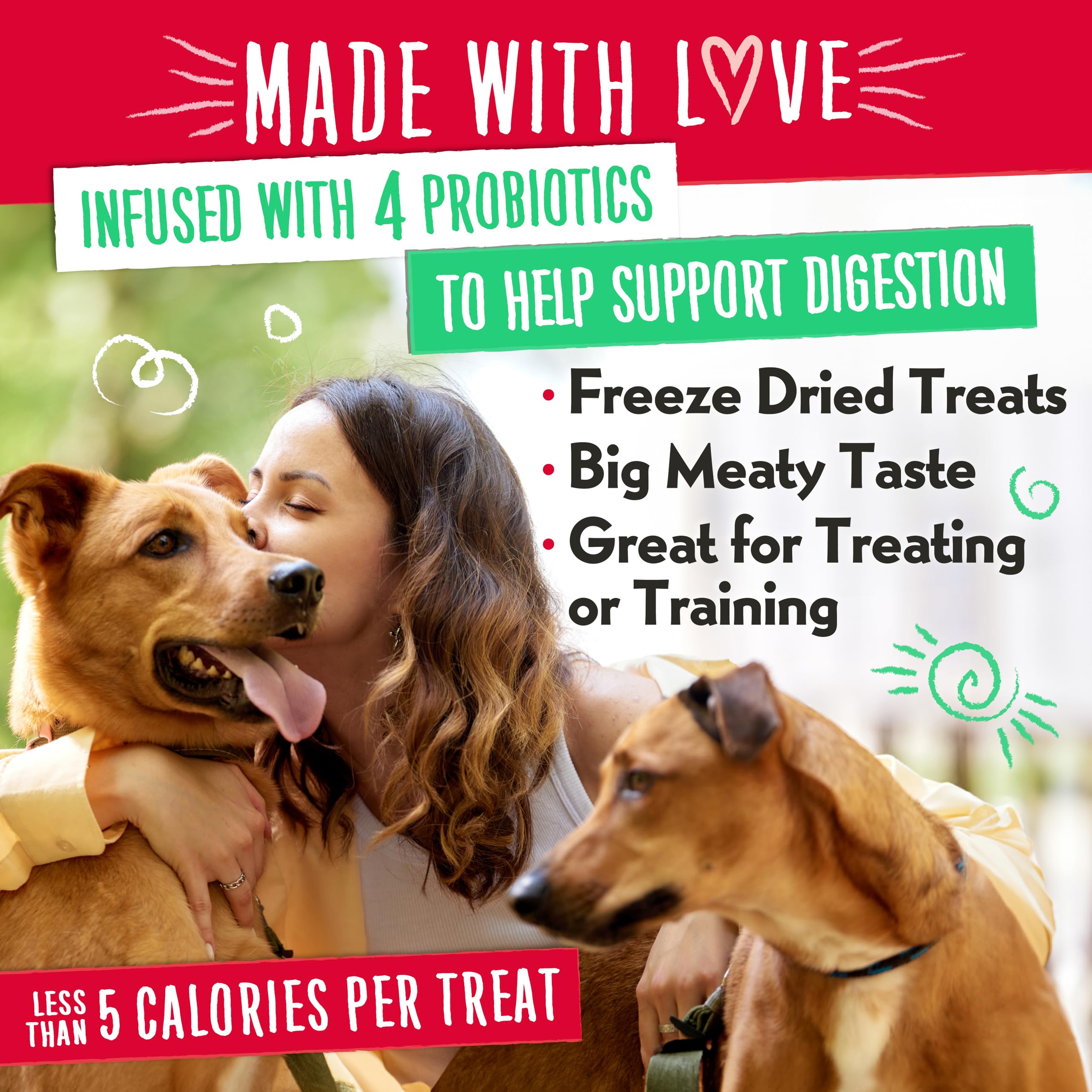 Charlee Bear Grain Free Meaty Bites Freeze Dried Dog Treats, Beef Liver and Apples, 2.25 Ounce Resealable Bag, Training Treats or Meal Topper, High Protein Dog Snacks, Made in USA