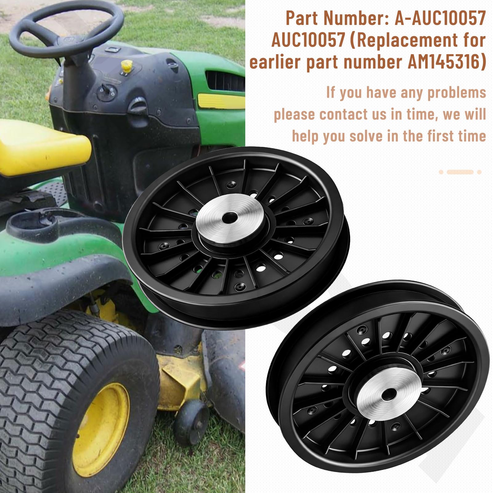 Lot de 2 poulies plates A-AUC10057 pour courroie d'entraînement de traction compatible avec J-OHN Deere Z535R Z540R Z540M Z535M Z525E