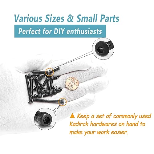 Miniatura 55 de Kadrick - Kit surtido de 2000 tornillos/pernos métricos M2, M3, M4, M5, con tuercas, arandelas planas y de seguridad, cabeza de botón hexagonal