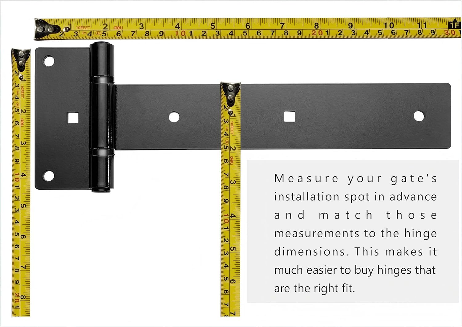 12 Inch Heavy Duty T Strap Hinges, Thickened Steel 180 Degree Opening Black Outdoor Tee Hinge for Wooden Fence, Shed Doors, Barn Door Gates Hinge 2pcs(Patent Pending)