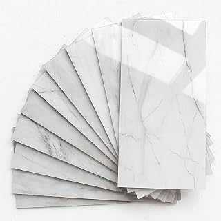 BeNice Peel and Stick Backsplash Large Bathroom Subway Tiles,Kitchen Shower Wall Stickers Waterproof(23Tiles) Gray White