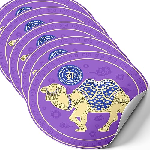 Flujo de efectivo de camello amuleto Feng Shui, símbolo de Feng Shui para riqueza y suerte empresarial, juego de 5 calcomanías decorativas, 4.3