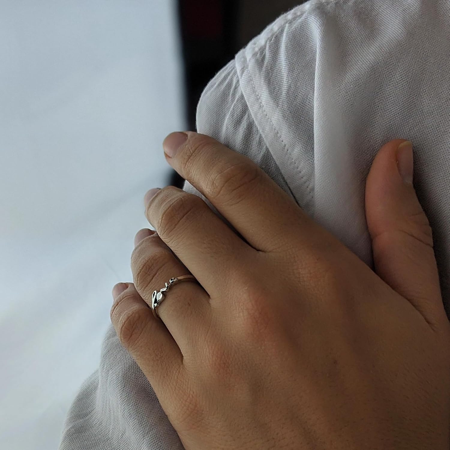 Silverly Women's 925 Sterling Silver Thin Band Love Handwritten Word Promise Stackable Ring image 5