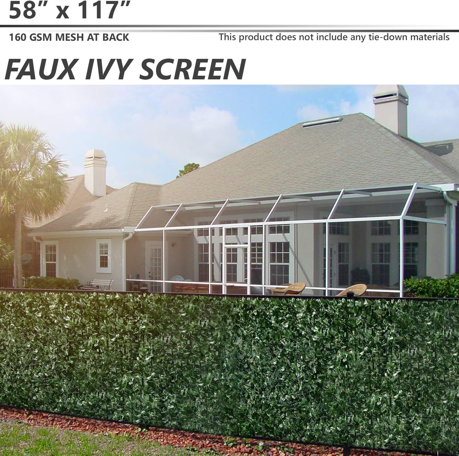 BOUYA 58" x 117" Fence Screen Faux Ivy Privacy with Mesh Back-Artificial Leaf Vine Hedge Perfect for Outdoor Décor Garden Backyard Decoration Panels Fence Cover