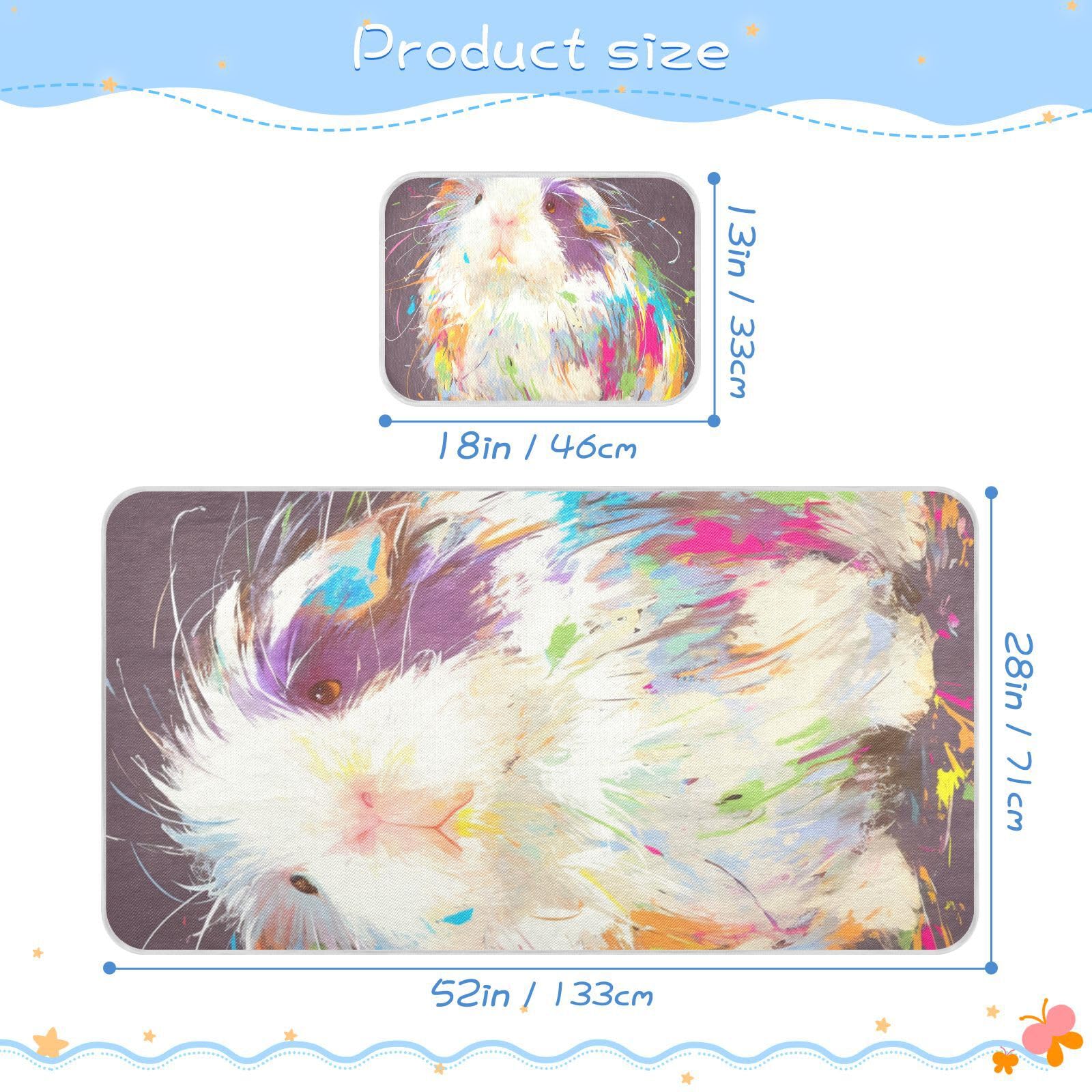 Cartoon Cute White Guinea Pig Cooling Baby Waterproof Crib Mattress pad 28