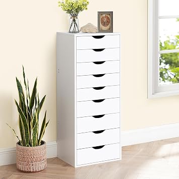 Naomi Home Bianca 9-Drawer Tall Narrow Storage Cabinet, Slim Vertical Organizer with Smooth Glide Drawers, Compact Storage Solution for Office, Entryway & Living Spaces