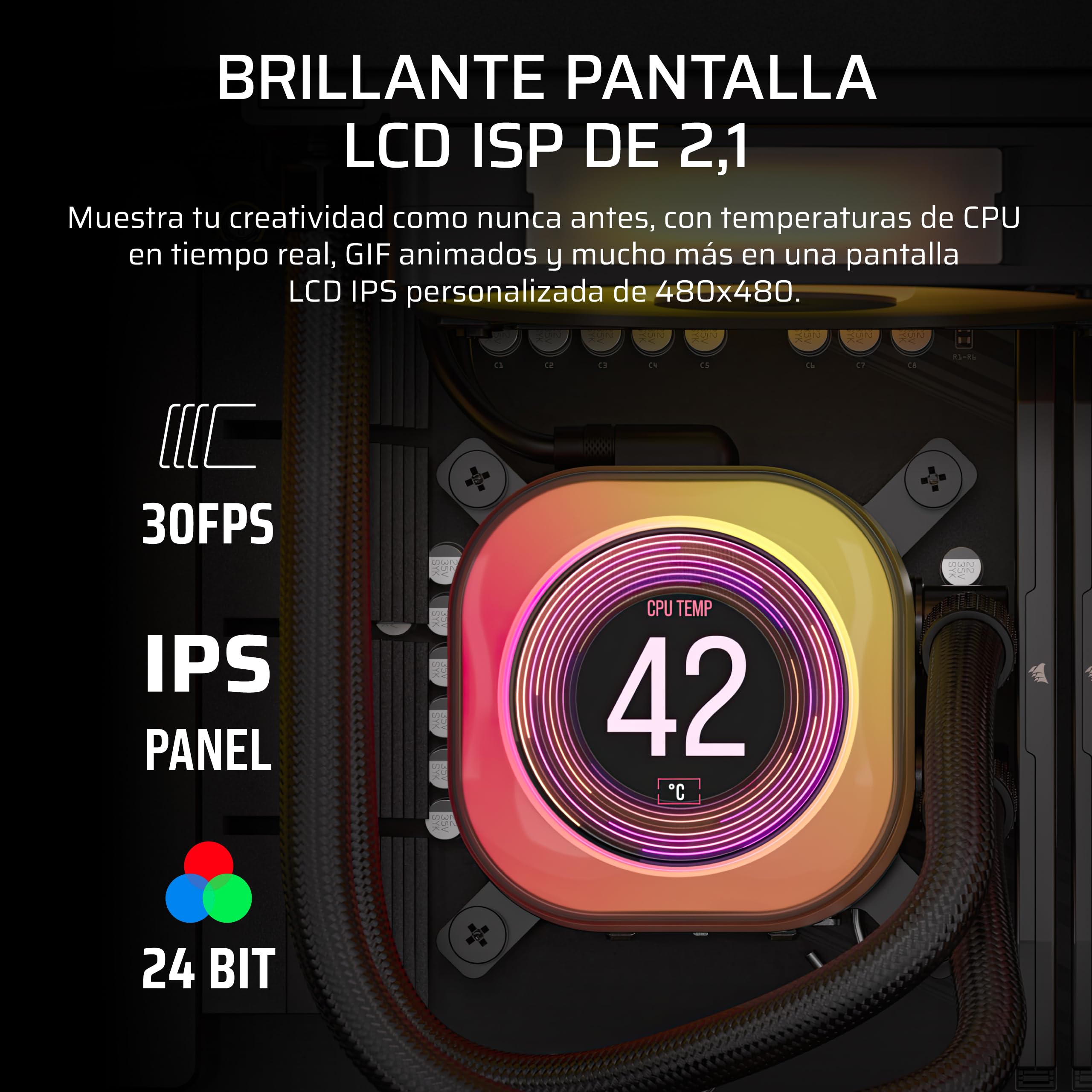 CORSAIR iCUE Link Titan 360 RX LCD Refrigeración Líquida de CPU – Motor de Refrigeración FlowDrive – Intel LGA 1851/1700, AMD AM5/AM4 – 3X RX120 RGB Ventiladores – iCUE Link Hub Incluido – Negro