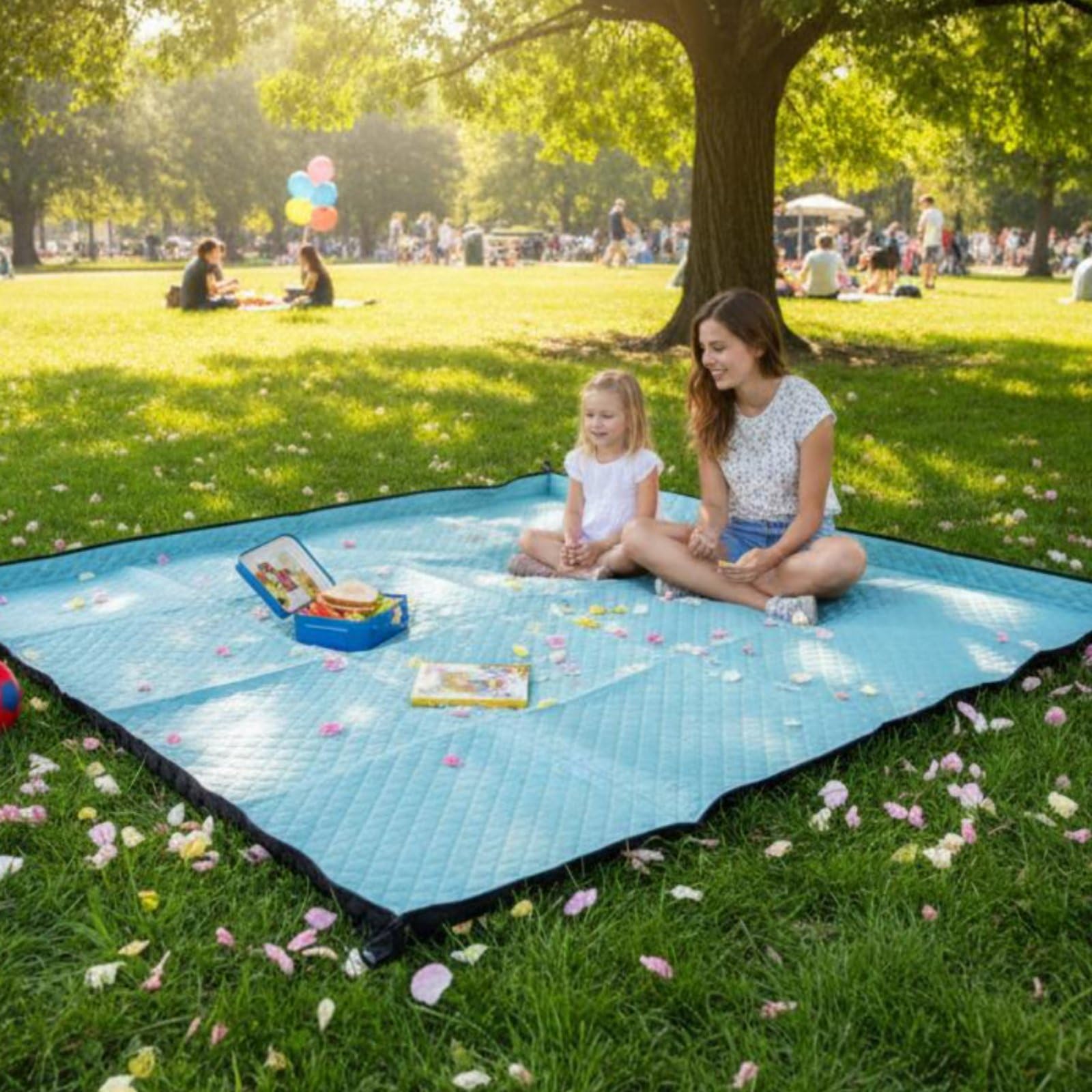 Coperta da Picnic Impermeabile Pieghevole Tappeto da Campeggio Portatile Morbida per Spiaggia, 200 200cm, Kaki
