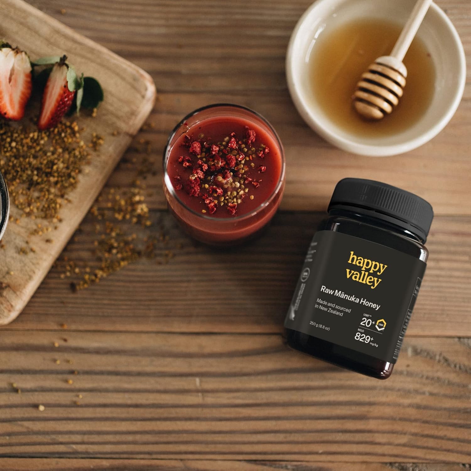 Happy Valley Manuka Honey - UMF 20+ (8.8oz, 250g) - Certified Raw New Zealand Mānuka - UMF 20+, MGO 850+