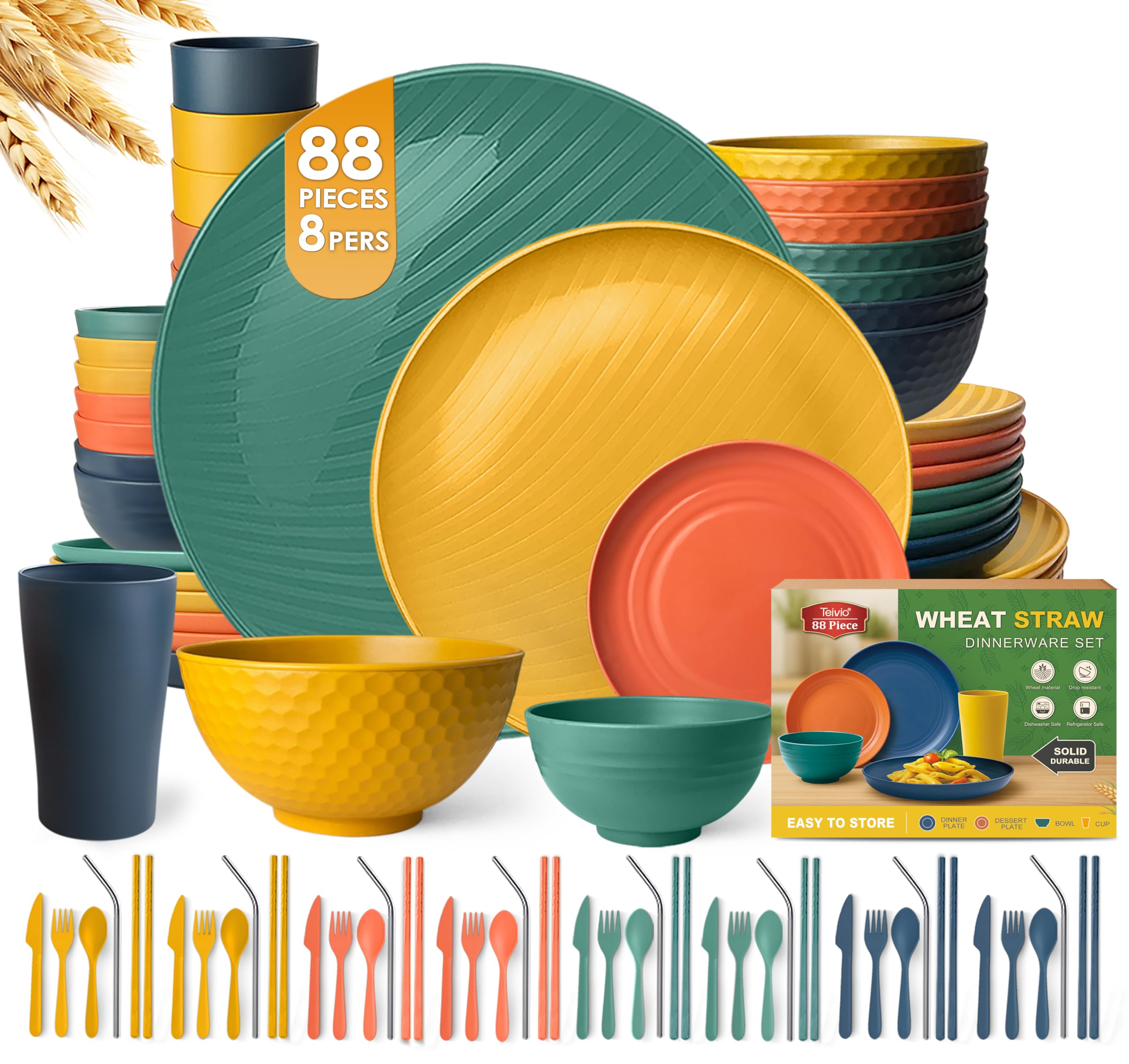 Teivio 96-Piece Dinnerware Set for 8 -26 Teivio 96-Piece Dinnerware Set for 8 -26