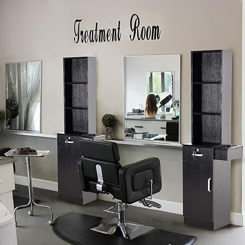 Miniatura 2 de BarberPub 3208 - Estación de peluquería para peluquería y cajón, almacenamiento para salón de belleza (Negro)