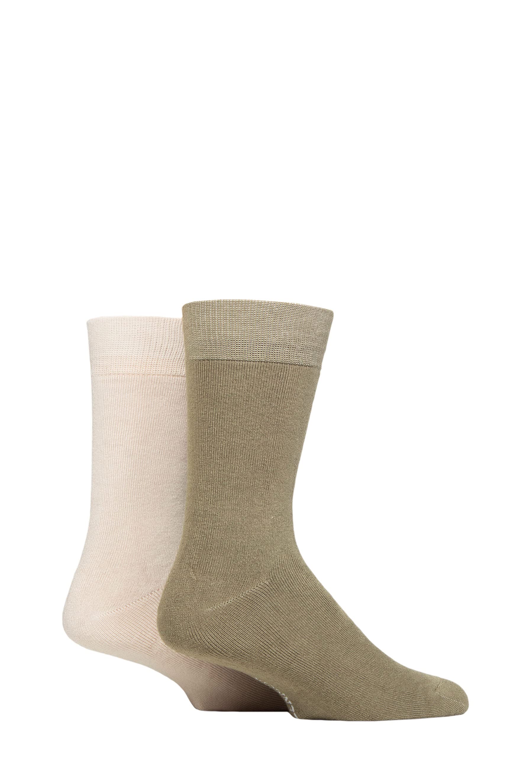 Glenmuir Men's Green / Stone Bamboo Cushioned Leisure Socks Pack Of 2 Green/Stone 7-11