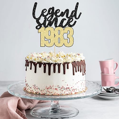 Miniatura 4 de Gyufise Decoración para pastel de cumpleaños número 40, diseño de leyenda desde 1983, Hello 40, divertido 40 y fabuloso, decoración para 40