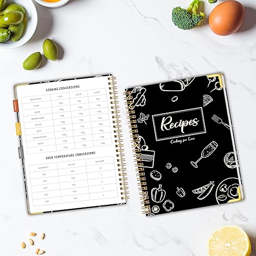 Vista 5 de Libro de recetas para escribir en tus propias recetas, libro de recetas en blanco, cuaderno de recetas de tapa dura, diario de recetas con capacidad