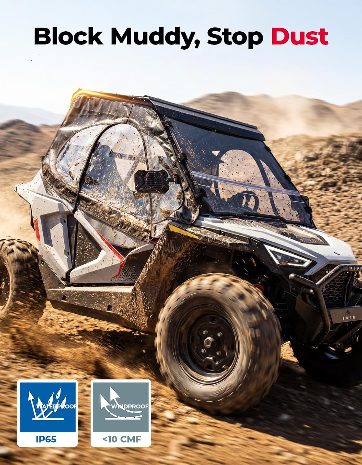 KEMIMOTO Cab Enclosure Upper Doors Compatible with 2022-2026 Polaris RZR 200, Roll-Up Windows, All-Weather Soft Side Window for Snow and Rain Protection