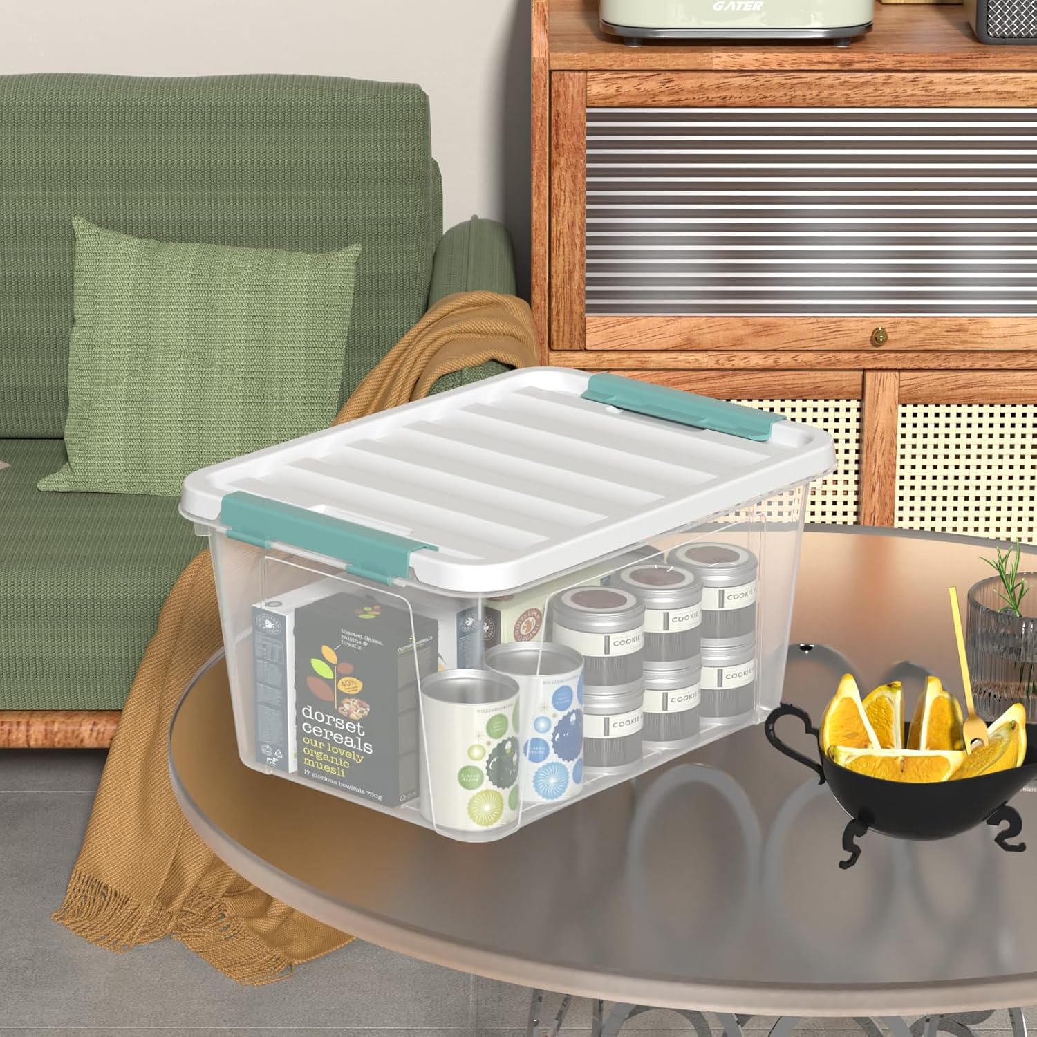 Readsky 4 Packs Clear Storage Latch Boxes, 20 Quart Plastics Storage Bins with Lids, Stackable