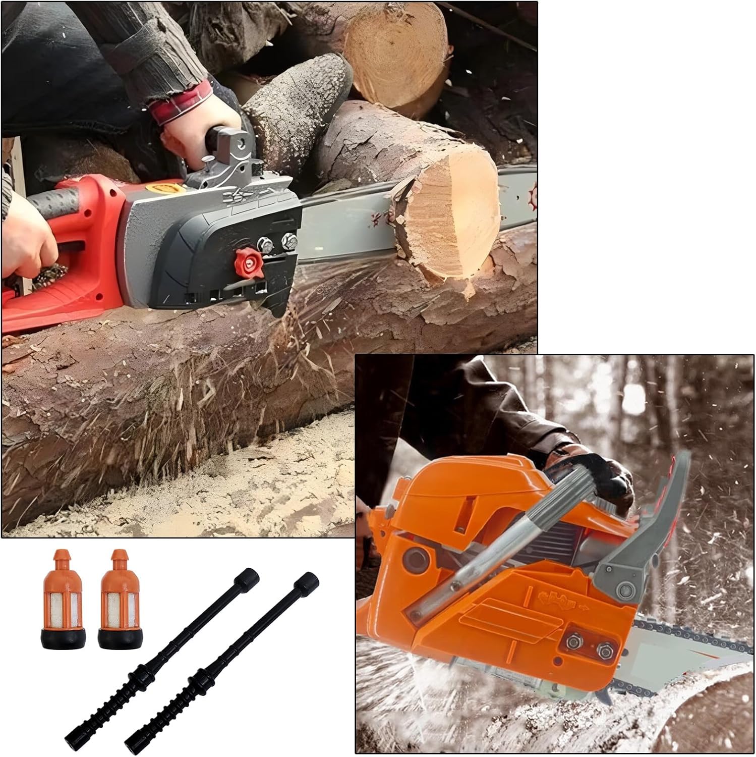 2 Sets Fuel Pipe Hose with Fuel Filter Chainsaw Replacement Accessories Compatible with Stihl 026, Red and Black - Image 3