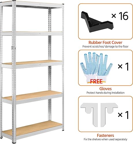 Miniatura 6 de Topeakmart 4 estantes de almacenamiento de 5 niveles ajustables de metal, estantes utilitarios, estantes de almacenamiento de garaje para almacén,