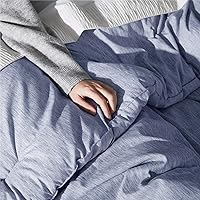 Vista 100 de Bedsure - Juego de edredón tamaño matrimonial de 3 piezas, teñido catiónico azul marino, ropa de cama para todo el año, 1 edredón de 82 x 86