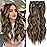 KooKaStyle Clip in Synthetic Hair Extensions Long Wavy 4PCS Thick Hairpieces Balayage Chocolate Brown to Caramel Blonde 10H26 Fiber Double Weft Natural Hair Extensions 16 Inch for Women