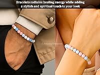 Vista 879 de Amazing Gemstone Pulsera de cristal para mujeres y hombres, pulsera de cristal curativo de protección, pulsera elástica con cuentas de piedras