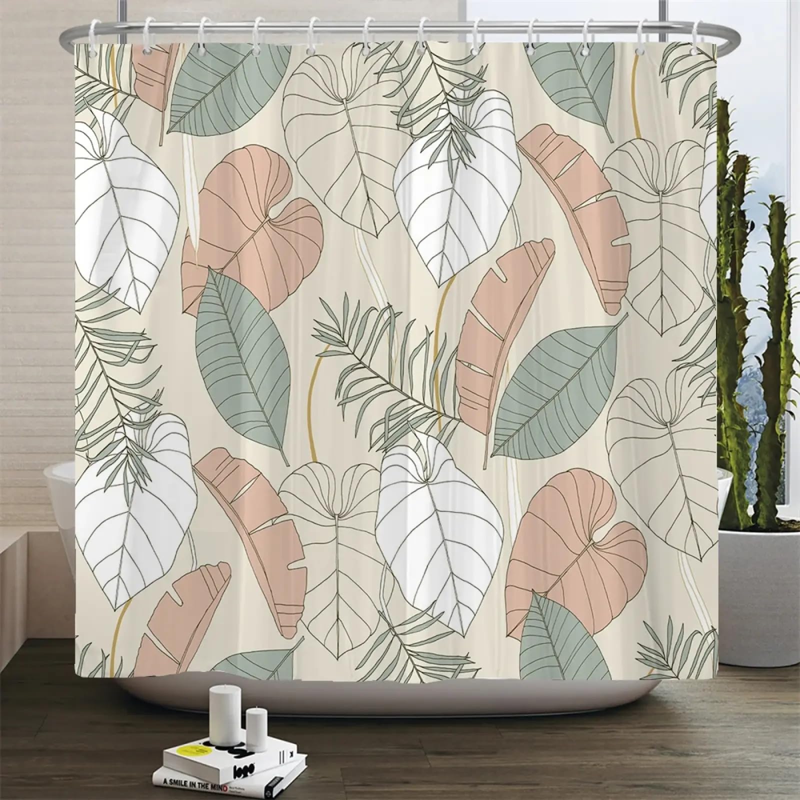 Rideau de douche feuilles tropicales pour une ambiance de spa
