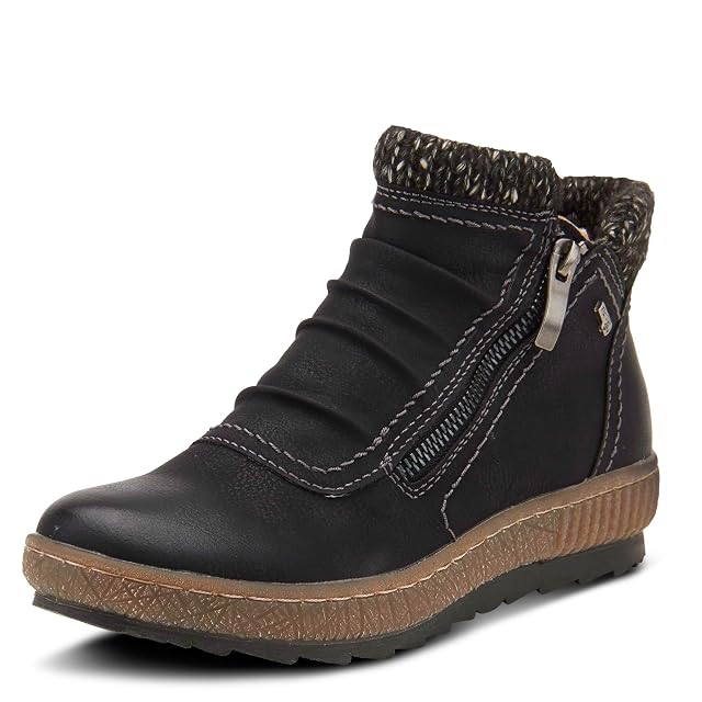 Spring Step Relife Cleora Womens Water - Resistant Synthetic Leather Ankle Booties with Dual Full - Length Zippers